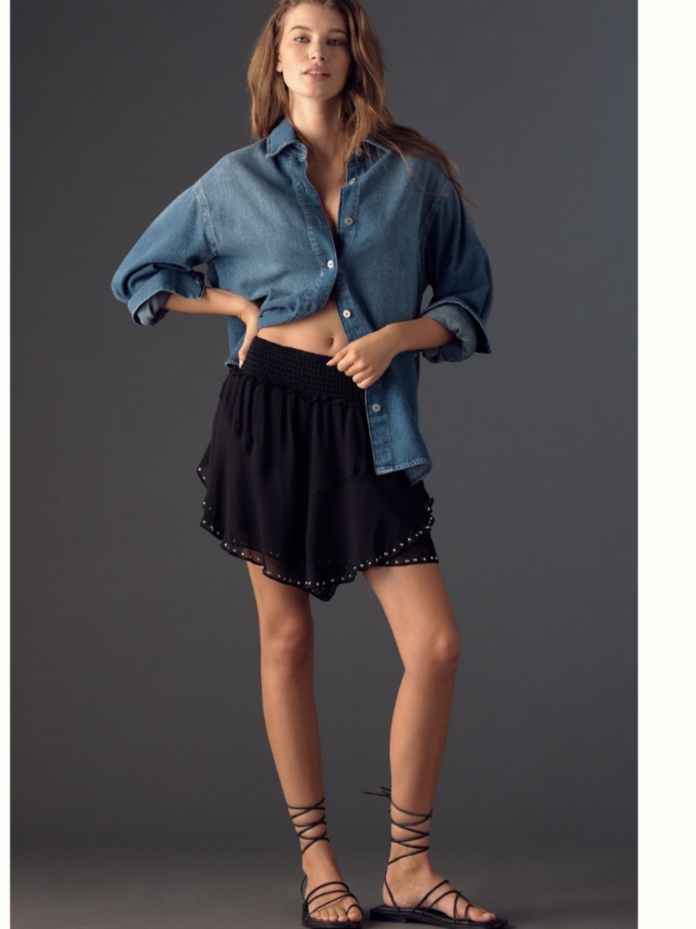 Anthropologie Studded Chiffon Shorts